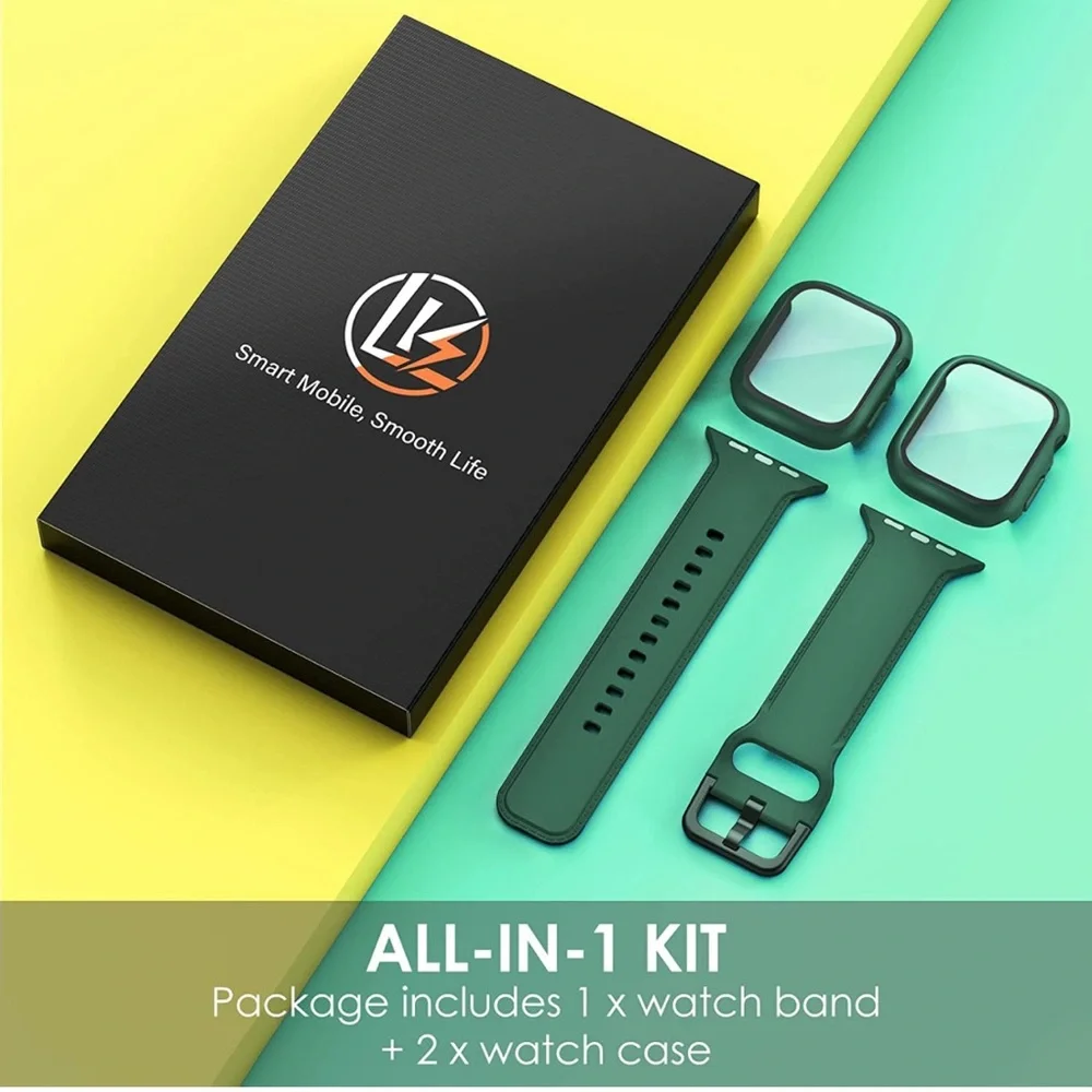 Sport Band Compatible for Apple Watch Band 45mm,Series7 with 2 Pack Hard PC Case